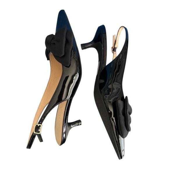 New in Box Jack Rogers Black Bow Patent Kitten Heels 8 - Picture 4 of 10
